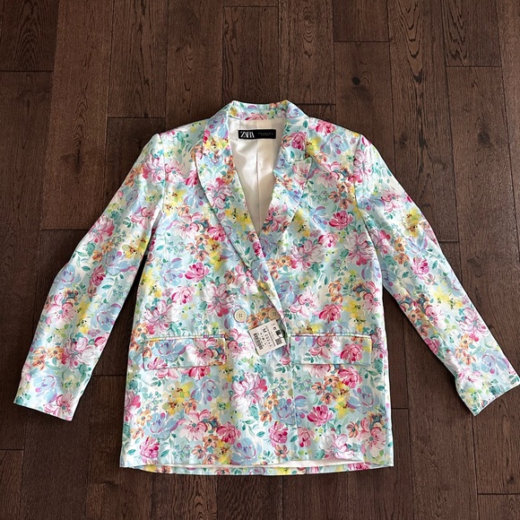Zara Pastel Floral Women's Blazer - Multicolor - Picture 1 of 7
